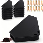 Qualirey 12 Pcs Triangle Mice Rat Bait Stations, 5x3 in, Black