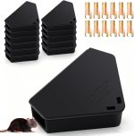 Qualirey 12 Pcs Triangle Mice Rat Bait Stations, 5x3 in, Black