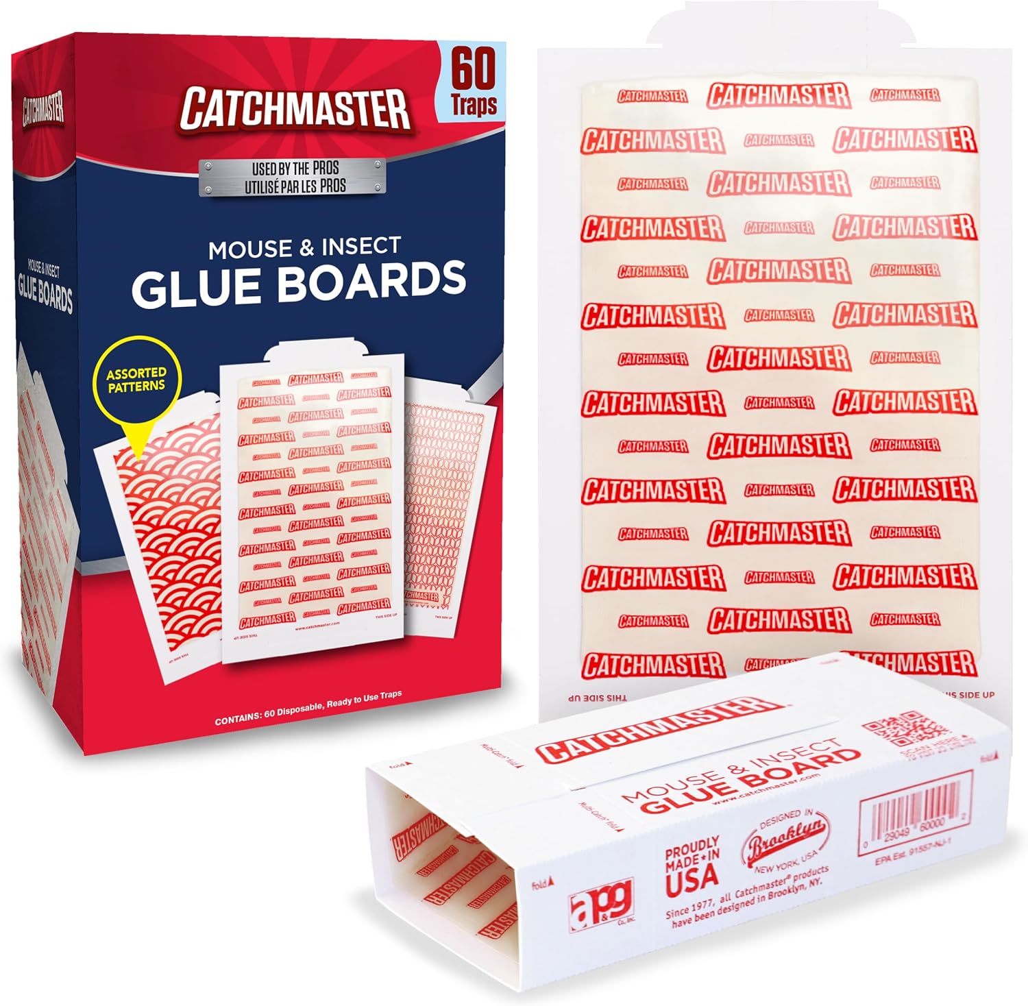 Catchmaster Extra Sticky Glue Traps 60pk, XL Glue Boards for Catchmaster Extra Sticky Glue Traps 60pk, XL Glue Boards for Mice & Insects - Image 1