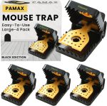 Mouse Traps Indoor for Home, 4-Pack Reusable Humane Snap Traps