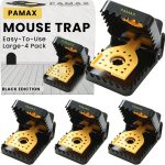 Mouse Traps Indoor for Home, 4-Pack Reusable Humane Snap Traps