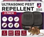 Ultrasonic Pest Repeller for Indoor Use - 2 Pack - Covers Up to 1,500 sq ft per Device - 3 Modes Mouse Repellent - Rodent Repellent – Helps Repel Rats, Spiders, Mosquitoes, Ants & Household Insects