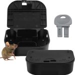 Vine HomeCare 2-Pack Small Mouse Bait Stations with 1 Key, Durable Mice Bait Boxes Used with Rat Bait/Bait Blocks, Discreet Mouse Bait Stations