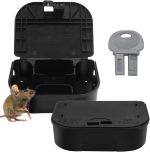 Vine HomeCare 2-Pack Small Mouse Bait Stations with 1 Key, Durable Mice Bait Boxes Used with Rat Bait/Bait Blocks, Discreet Mouse Bait Stations