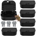 Vine Homecare 6-Pack Small Mouse Bait Stations with 3 Keys, Durable Mice Poison Boxes Used with Rat Poison/Bait Blocks, Discreet Mouse Poisoning Bait Stations