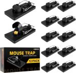 12 Pack Mouse Traps Indoor for Home,Mice Traps for House,Reusable Mouse Trap that Work,Small Mice Catchers for Home Indoor, Quick-Set Mousetraps for House Effective