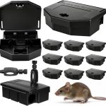 12 Pack Reusable Mouse Bait Station with Lock&Keys, Black