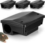 4 Pcs Rat Bait Stations Large Rodent with Key Reusable Mouse Stations Mice Blocks Heavy Duty Boxes for Outdoor Rodents Mice Blocks Station, Bait Not Included, Black (9 x 7.7 x 4.3 Inches)