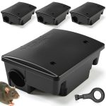 4 Pcs Rat Bait Stations Large Rodent with Key Reusable Mouse Stations Mice Blocks Heavy Duty Boxes for Outdoor Rodents Mice Blocks Station, Bait Not Included, Black (9.8 x 7.5 x 3.9 Inches)