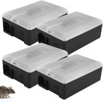4 Pack Rat Bait Station with Key, 10.4 Inch Heavy Duty, Clear Cap