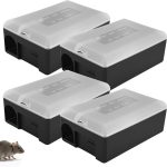 4 Pack Rat Bait Station with Key, 10.4 Inch Heavy Duty, Clear Cap