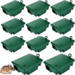 Qualirey 12 Packs Rat Bait Stations Rodent Traps Outdoor Indoor, Green