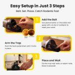OWLTRA in-/Outdoor Safe Tunnel Snap Mouse Trap 2PCS, Instant Eliminate Rodent Snap Trap with Clear Tunnel Entry, Touch-Free Release, and Powerful Snap, Black, TST-217 - Image 4