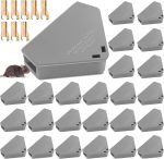 Qualirey 24 Pcs Triangle Mice Rat Bait Stations, 5x3 in, Gray