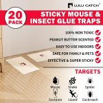 LULUCATCH Mouse Traps, 20 Pack Pre-Baited Sticky Mouse Traps Indoor for Home, Non-Toxic Bulk Sticky Pads, Glue Traps for Rats, Bugs, Spider, Mice, Cockroach, Pet Safe, Easy to Use - Image 3