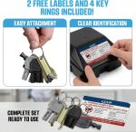 4 Pack Rodent Bait Station Keys for Protecta LP, EVO Protecta, Aegis Mouse Bait Station, Bell Labs, EZ-Clean, Heavy-Duty Plastic Assorted Replacement with 2 Key Rings & Warning Labels. - Image 5