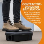 2 Contractor-Grade Rat Bait Station – Extra Tough, Rugged & Weather-Resistant Lockable Box with Key, Tamper-Resistant Dual Entry, Fits Blocks/Pasta/Grain Baits or Snap Traps – Indoor/Outdoor. - Image 2