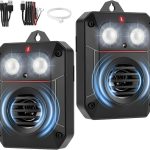 2 Pack Magnetic Rodent Repellent for Car Engines, Ultrasonic Rodent Repeller with Frequency Sweeping and Strobe Flashing Light, Ultrasonic Mouse Deterrent for Car Engines