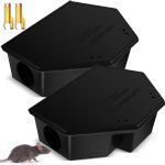 2 Pcs Mysora Bulk Rat Bait Station with Keys, Black
