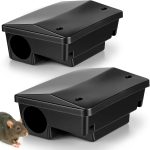 2 Pcs Rat Bait Stations Large Rodent with Key Reusable Mouse Stations Mice Blocks Heavy Duty Boxes for Outdoor Rodents Mice Blocks Station, Bait Not Included, Black (9 x 7.7 x 4.3 Inches)