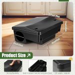 2 Pcs Rat Bait Stations Large Rodent with Key Reusable Mouse Stations Mice Blocks Heavy Duty Boxes for Outdoor Rodents Mice Blocks Station, Bait Not Included, Black (9 x 7.7 x 4.3 Inches) - Image 2