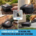 4 Pack Rodent Bait Station Keys for Protecta LP, EVO Protecta, Aegis Mouse Bait Station, Bell Labs, EZ-Clean, Heavy-Duty Plastic Assorted Replacement with 2 Key Rings & Warning Labels. - Image 2