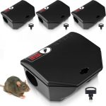 4 Pcs Rat Bait Stations Large Rodent with Key Reusable Mouse Stations Mice Blocks Heavy Duty Boxes for Outdoor Rodents Mice Blocks Station, Bait Not Included, Black (8.5 x 7.5 x 3.7 Inches)