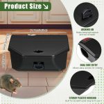4 Pcs Rat Bait Stations Large Rodent with Key Reusable Mouse Stations Mice Blocks Heavy Duty Boxes for Outdoor Rodents Mice Blocks Station, Bait Not Included, Black (8.5 x 7.5 x 3.7 Inches) - Image 2