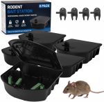 6 Pack Rat Bait Station with Key Mouse Bait Boxes 10.5x10.5x3.5in