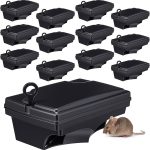 6 Pack Rat Bait Stations with Key Reusable Mouse Stations Mice Blocks Heavy Duty Boxes for Outdoor Rodents Mice Blocks, Bait Not Included (Classic,Black)