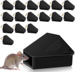 8 Pack Mouse Stations with 8 Keys,Reusable Box Station for Small Mice Rat for Indoor Outdoor,Tamper-Resistant Entry for Kitchen Garage Basement Patio (Empty Container,Black)