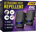 AMZ Brand Professional Ultrasonic Pest Repeller Plug In | Powerful Ant, Rat & Mouse Repellent | 3 Modes Deterrent | Complements Traps, Poisons, Sprays | 2 Pack