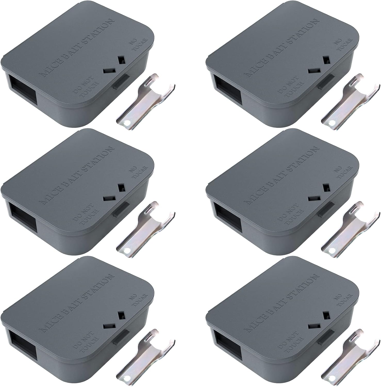 Anblak Mouse Stations with Keys 6 Pack, Keyless Design and Anblak Mouse Stations with Keys 6 Pack, Keyless Design and Key Required Mouse Stations, Mice Stations, Keeps Children and Pets Safe Indoor & Outdoor, Gray - Image 1