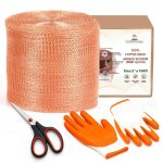 Copper Mesh Rodent Control Roll, 5 in x 106 ft, with Scissors and Gloves