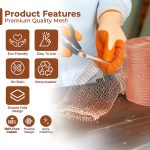 Copper Mesh Rodent Control Roll, 5 in x 106 ft, with Scissors and Gloves - Image 2