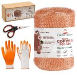 Copper Mesh Rodent Control Roll, 5 in x 36 ft, with Scissors and Gloves