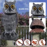 Hausse 2 Pack Fake Owl Decoys to Scare Birds Away, Rotating Head Plastic Owl Bird Deterrents, 10.6 Inch Height Bird Scarecrow Nature Enemy Horned Pest Repellent for Outdoor Garden Yard - Image 2