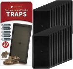 LULUCATCH Mouse Glue Traps 20 Pack, Larger & Heavier Plastic Sticky Glue Traps with Extra-Strong Adhesive for Mice, Rats, Sticky Mouse Trap for Indoor Use, Easy to Set