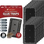 LULUCATCH Mouse & Insect Traps 12 Pack, Heavier Sticky Traps with Non-Toxic Glue for Small Mice & Insects. Sticky Mouse Traps Indoor for Home, Easy to Set