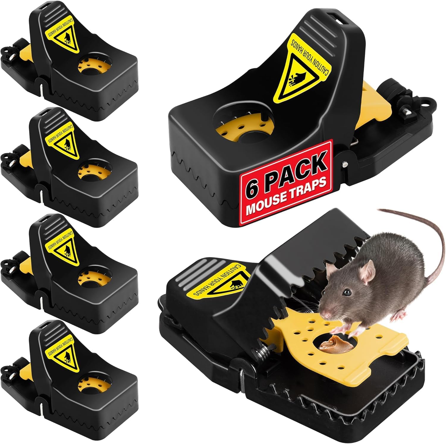 LULUCATCH Mouse Traps, 6 Pack Snap Rat Traps, Quick-Set Reusable LULUCATCH Mouse Traps, 6 Pack Snap Rat Traps, Quick-Set Reusable Sanitary Mice Traps, Rodent Traps Mice Catchers Indoor Outdoor for Home Garage, Pet Safe & Easy to Use - Image 1