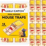 LULUCATCH Mouse Traps,12 Pack Classic Plastic Pedal Snap Traps for Indoor Outdoor Use, Fast & Effective High Catch Rate Wooden Mouse Traps, Reusable Mice Rodent Traps for Home, Garage & Kitchen