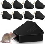 Mouse Bait Station Outdoor Indoor with Keys, Reusable Rat Bait Stations Mice Stations, Bait Box for Kitchen Garage Basement Patio, Bait Not Included,Black (8)