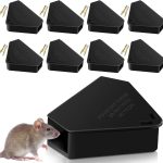 Mouse Bait Station Outdoor Indoor with Keys, Reusable Rat Bait Stations Mice Stations, Bait Box for Kitchen Garage Basement Patio, Bait Not Included,Black (8)