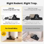OWLTRA in-/Outdoor Safe Tunnel Snap Mouse Trap 2PCS, Instant Eliminate Rodent Snap Trap with Clear Tunnel Entry, Touch-Free Release, and Powerful Snap, Black, TST-217 - Image 2