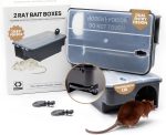 Professional Rat & Mouse Bait Station - 2 Lockable Weather-Resistant Bait Boxes with Clear Lid & Dual Entry - Protects Bait from Pets, Kids & Weather - Reusable (Bait Not Included)