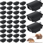 Qualirey 12 Packs Rat Bait Stations Rodent Traps Outdoor Indoor, Black
