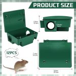 Qualirey 12 Packs Rat Bait Stations Rodent Traps Outdoor Indoor, Green - Image 2