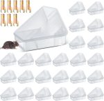 Qualirey 24 Pcs Triangle Mice Rat Bait Stations, 5x3 in, Translucent