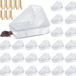 Qualirey 24 Pcs Triangle Mice Rat Bait Stations, 5x3 in, Translucent