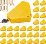 Qualirey 36 Pcs Triangle Mice Rat Bait Stations, 5x3 in, Yellow
